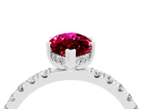 White gold Marquise Cut Garnet Pave Band Solitaire Ring with Four-Prong Setting_28