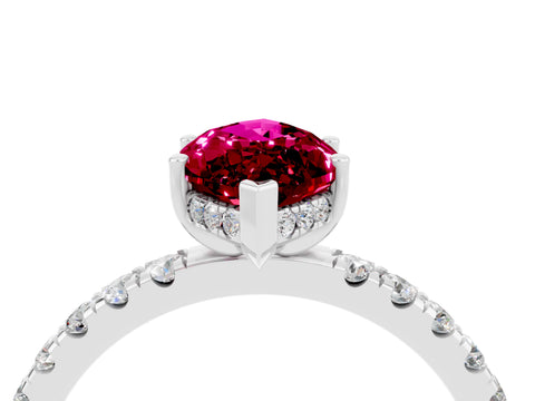 White gold Marquise Cut Garnet Pave Band Solitaire Ring with Four-Prong Setting_28