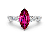 White gold Marquise Cut Garnet Prong Setting with Side Stones on a Pave Band