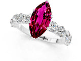 White gold Marquise Cut Garnet Prong Setting with Side Stones on a Pave Band_1