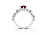 White gold Marquise Cut Garnet Prong Setting with Side Stones on a Pave Band_3