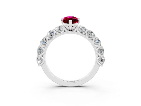 White gold Marquise Cut Garnet Prong Setting with Side Stones on a Pave Band_3