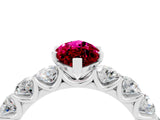 White gold Marquise Cut Garnet Prong Setting with Side Stones on a Pave Band_4