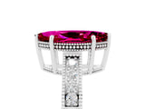 White gold Marquise Cut Garnet Ring with Milgrain Pavé Band and Four-Prong Setting_17