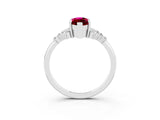 White gold Marquise Cut Garnet Ring with Side Stones and Four-Prong Setting_63