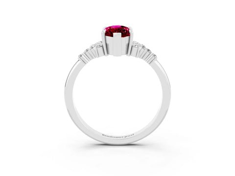 White gold Marquise Cut Garnet Ring with Side Stones and Four-Prong Setting_63