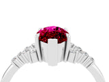 White gold Marquise Cut Garnet Ring with Side Stones and Four-Prong Setting_64