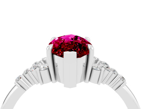 White gold Marquise Cut Garnet Ring with Side Stones and Four-Prong Setting_64