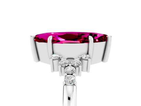 White gold Marquise Cut Garnet Ring with Side Stones and Four-Prong Setting_65