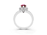 White gold Marquise Cut Garnet Scalloped Halo Engagement Ring with Round Shared Prong Band_27