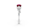 White gold Marquise Cut Garnet Scattered Round Accent Ring with Prong Setting_26