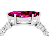 White gold Marquise Cut Garnet Scattered Round Accent Ring with Prong Setting_28