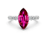 White gold Marquise Cut Garnet Side Stone Solitaire Ring with Round  and Four-Prong Setting_36