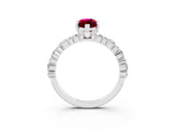 White gold Marquise Cut Garnet Side Stone Solitaire Ring with Round  and Four-Prong Setting_39
