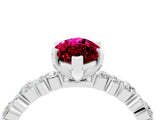 White gold Marquise Cut Garnet Side Stone Solitaire Ring with Round  and Four-Prong Setting_40