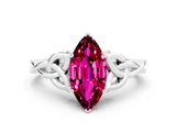 White gold Marquise Cut Garnet Solitaire Celtic Knot Ring with Four-Prong Setting_12