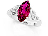 White gold Marquise Cut Garnet Solitaire Celtic Knot Ring with Four-Prong Setting_13