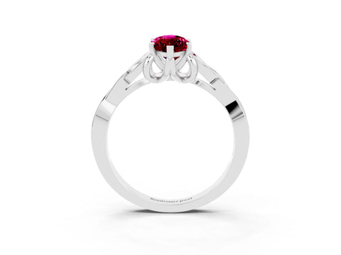 White gold Marquise Cut Garnet Solitaire Celtic Knot Ring with Four-Prong Setting_15