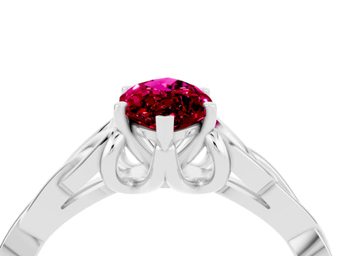 White gold Marquise Cut Garnet Solitaire Celtic Knot Ring with Four-Prong Setting_16