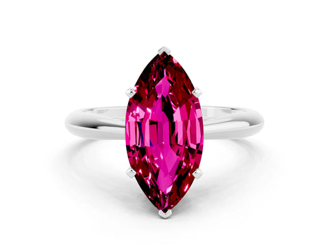 White gold Marquise Cut Garnet Solitaire Engagement Ring with Cathedral Setting and Four-Prong Mount_12