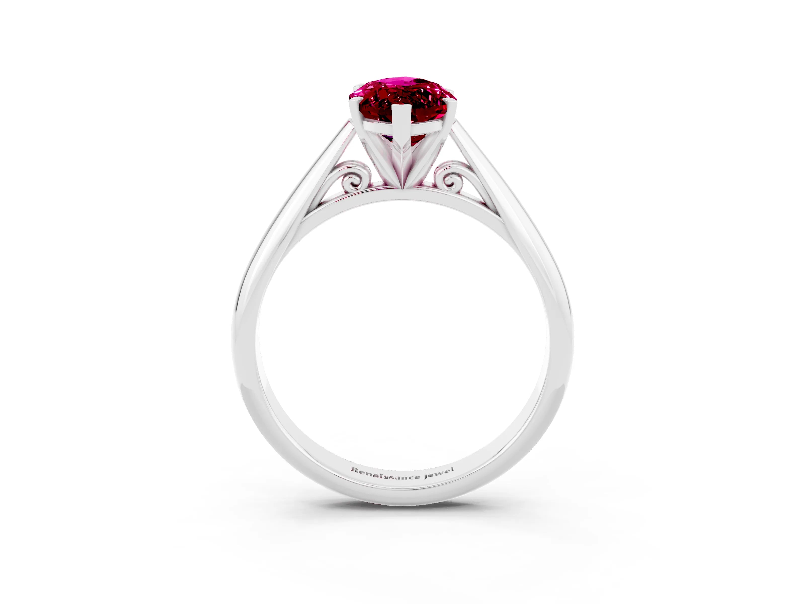 White gold Marquise Cut Garnet Solitaire Engagement Ring with Cathedral Setting and Four-Prong Mount_27