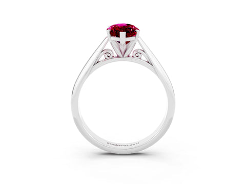 White gold Marquise Cut Garnet Solitaire Engagement Ring with Cathedral Setting and Four-Prong Mount_27