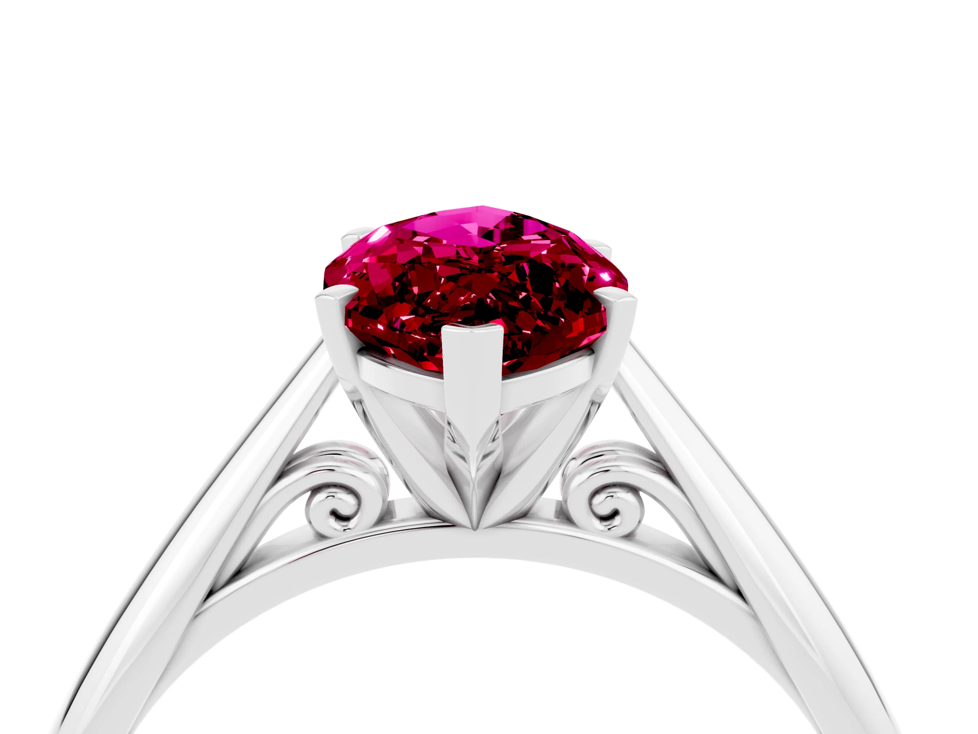 White gold Marquise Cut Garnet Solitaire Engagement Ring with Cathedral Setting and Four-Prong Mount_28