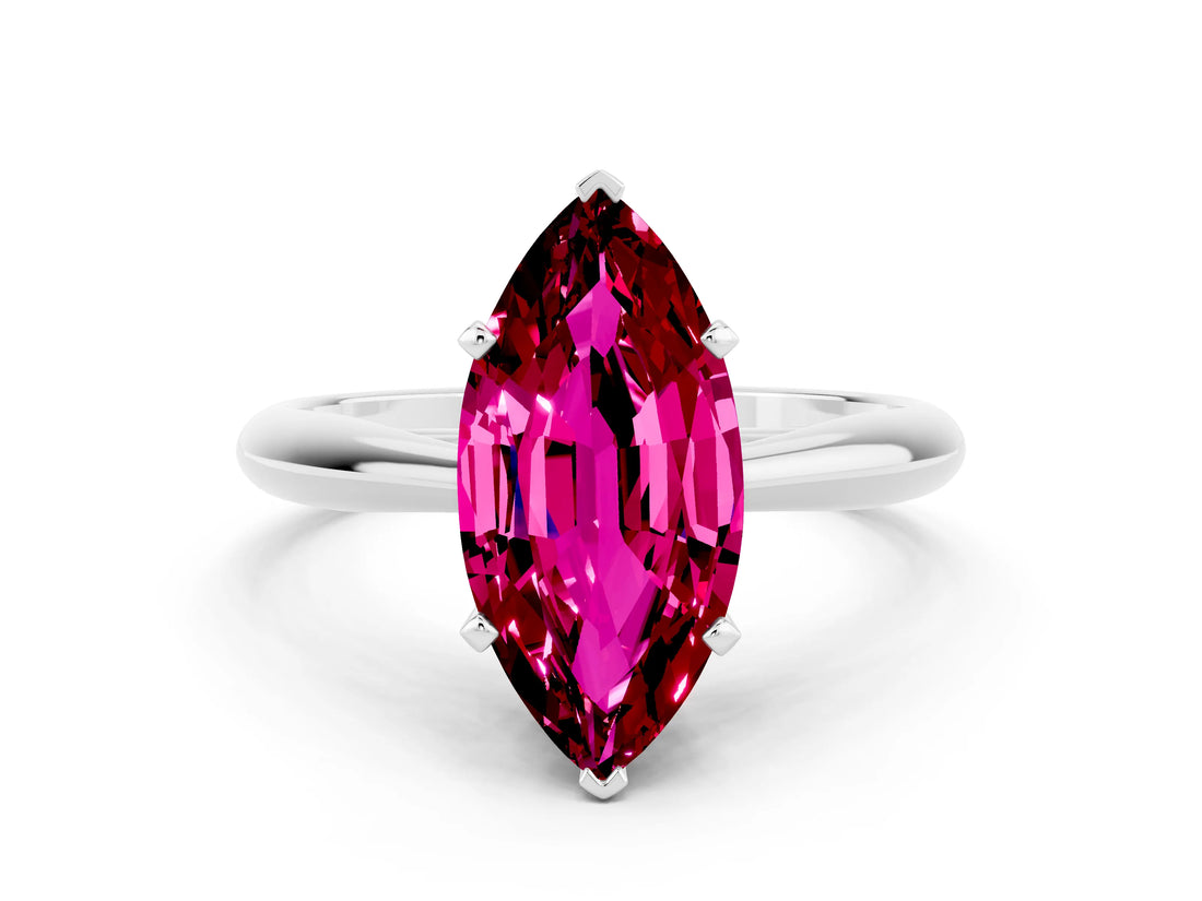 White gold Marquise Cut Garnet Solitaire Engagement Ring with Cathedral Setting and Four-Prong Mount_36
