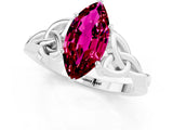 White gold Marquise Cut Garnet Solitaire Engagement Ring with Celtic Knot Band and Four-Prong Setting_1