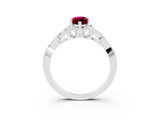 White gold Marquise Cut Garnet Solitaire Engagement Ring with Celtic Knot Band and Four-Prong Setting_3