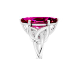 White gold Marquise Cut Garnet Solitaire Engagement Ring with Celtic Knot Band and Four-Prong Setting_5