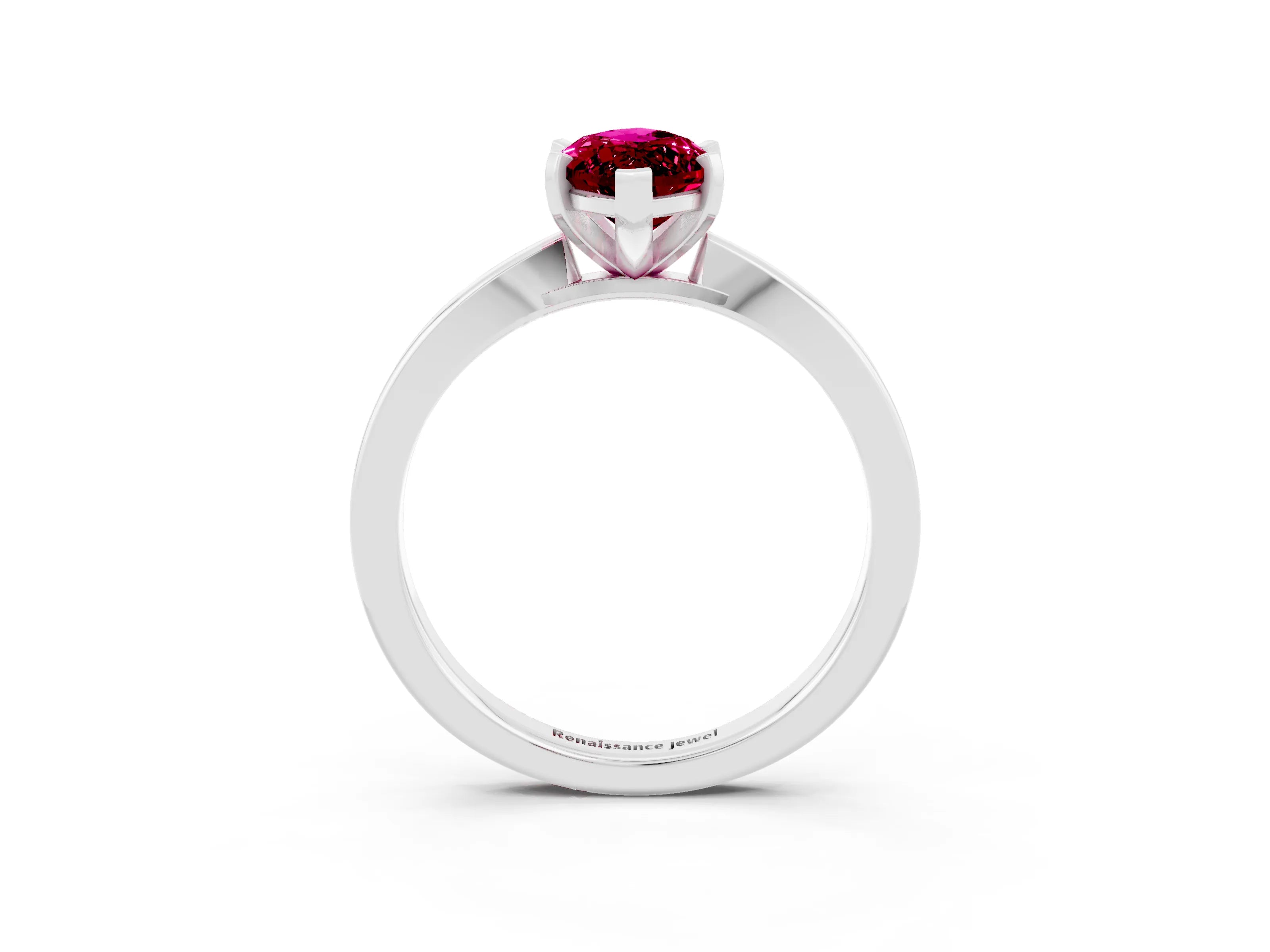 White gold Marquise Cut Garnet Solitaire Engagement Ring with Classic Band and Four-Prong Setting_27