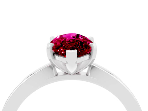White gold Marquise Cut Garnet Solitaire Engagement Ring with Classic Band and Four-Prong Setting_28