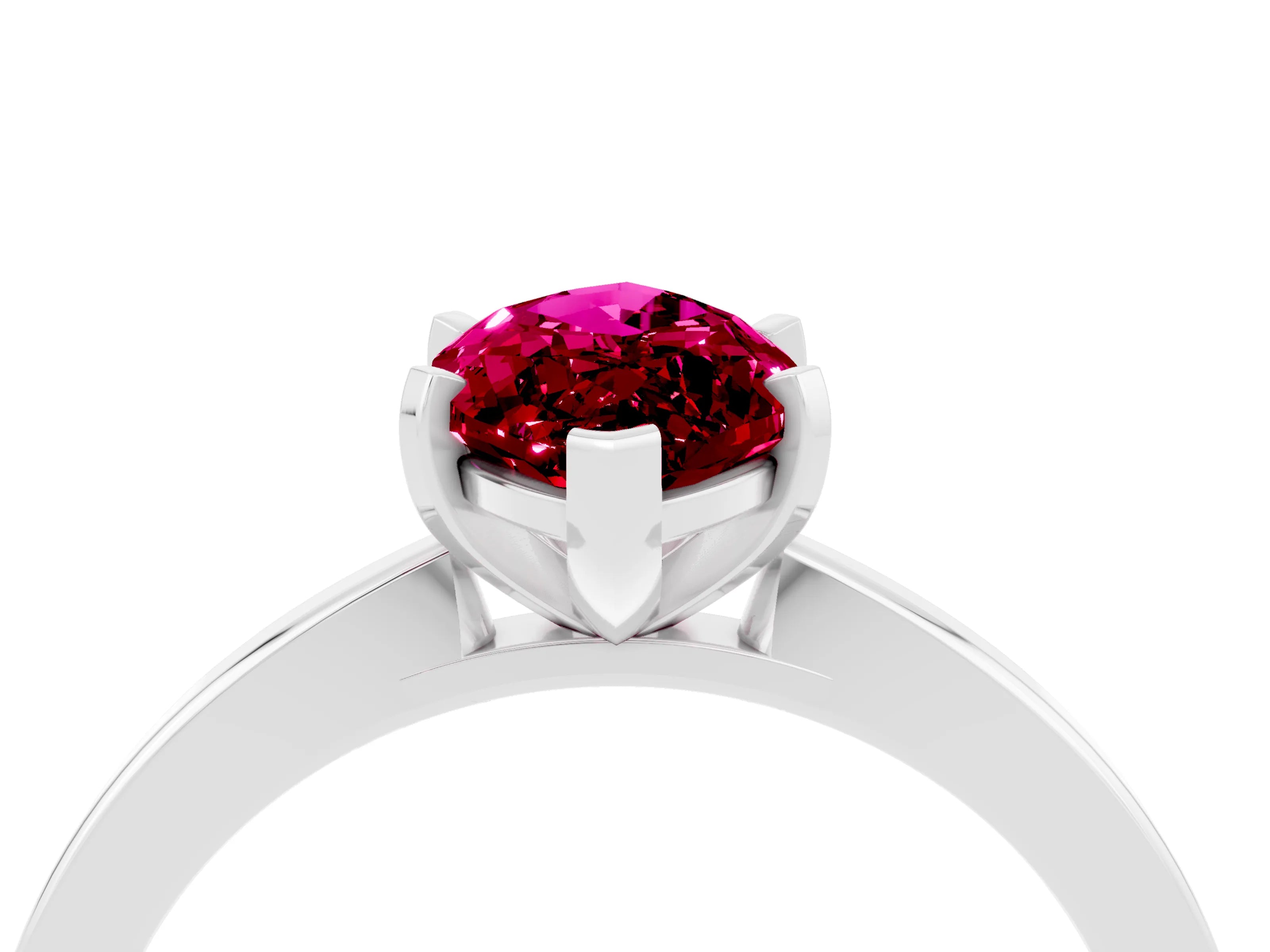 White gold Marquise Cut Garnet Solitaire Engagement Ring with Classic Band and Four-Prong Setting_28