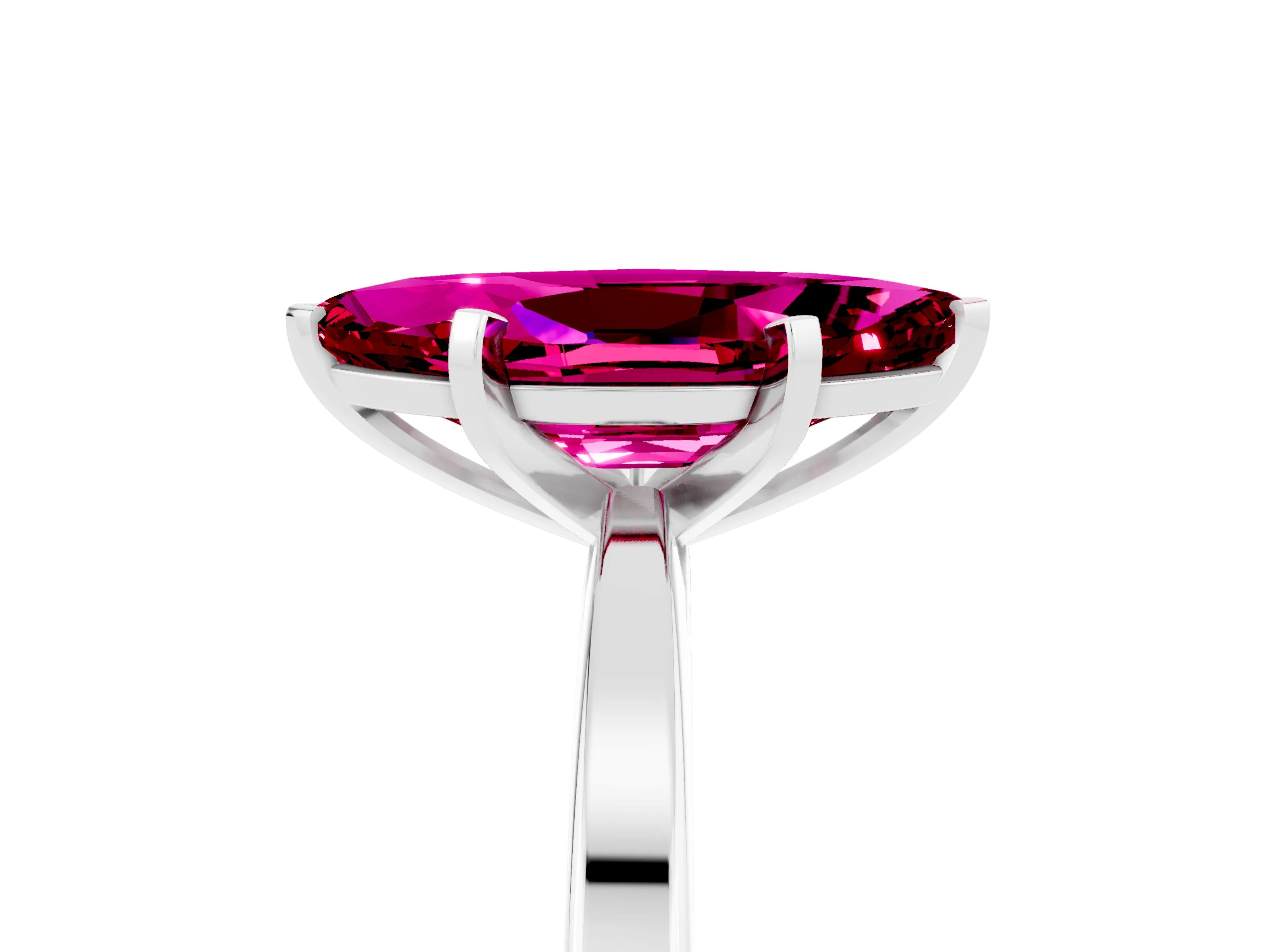 White gold Marquise Cut Garnet Solitaire Engagement Ring with Classic Band and Four-Prong Setting_29