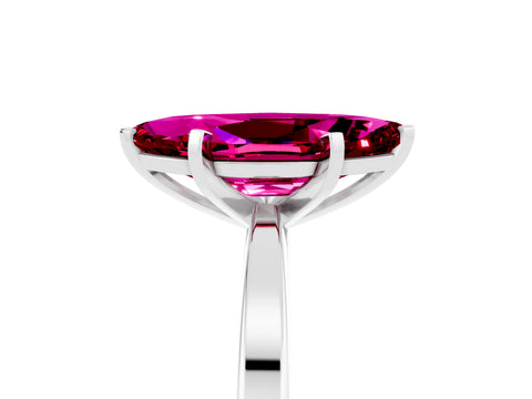 White gold Marquise Cut Garnet Solitaire Engagement Ring with Classic Band and Four-Prong Setting_29