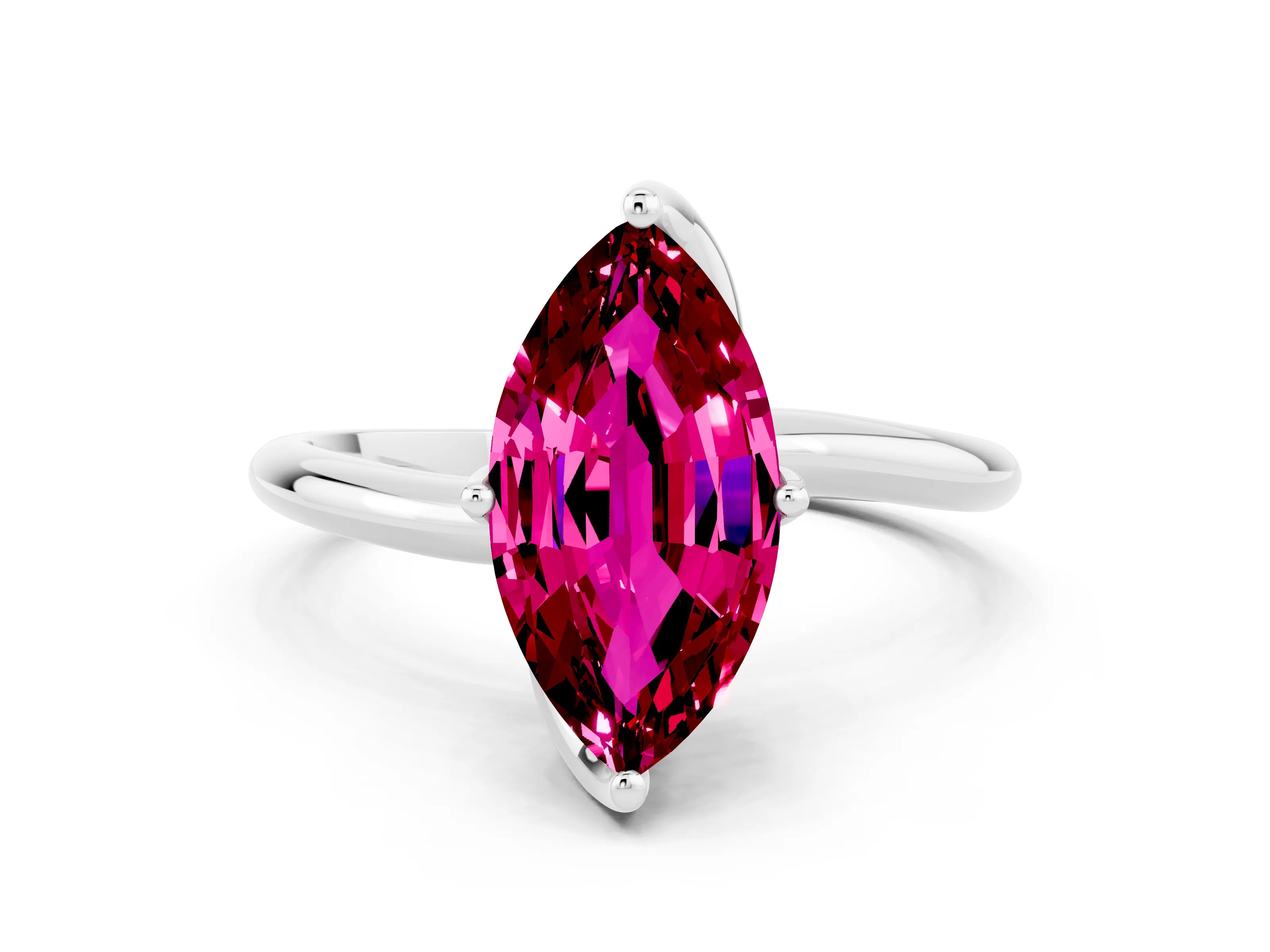 White gold Marquise Cut Garnet Solitaire Engagement Ring with Four-Prong Setting and Classic Band_12