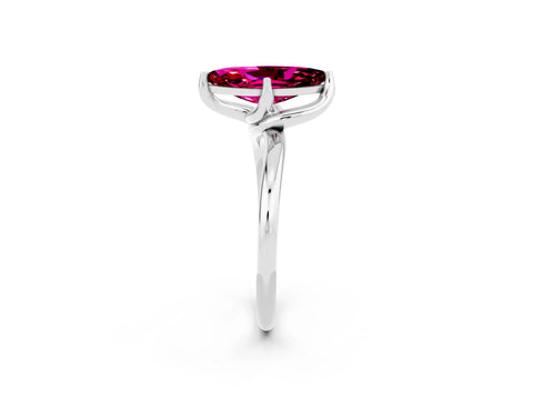 White gold Marquise Cut Garnet Solitaire Engagement Ring with Four-Prong Setting and Classic Band_14