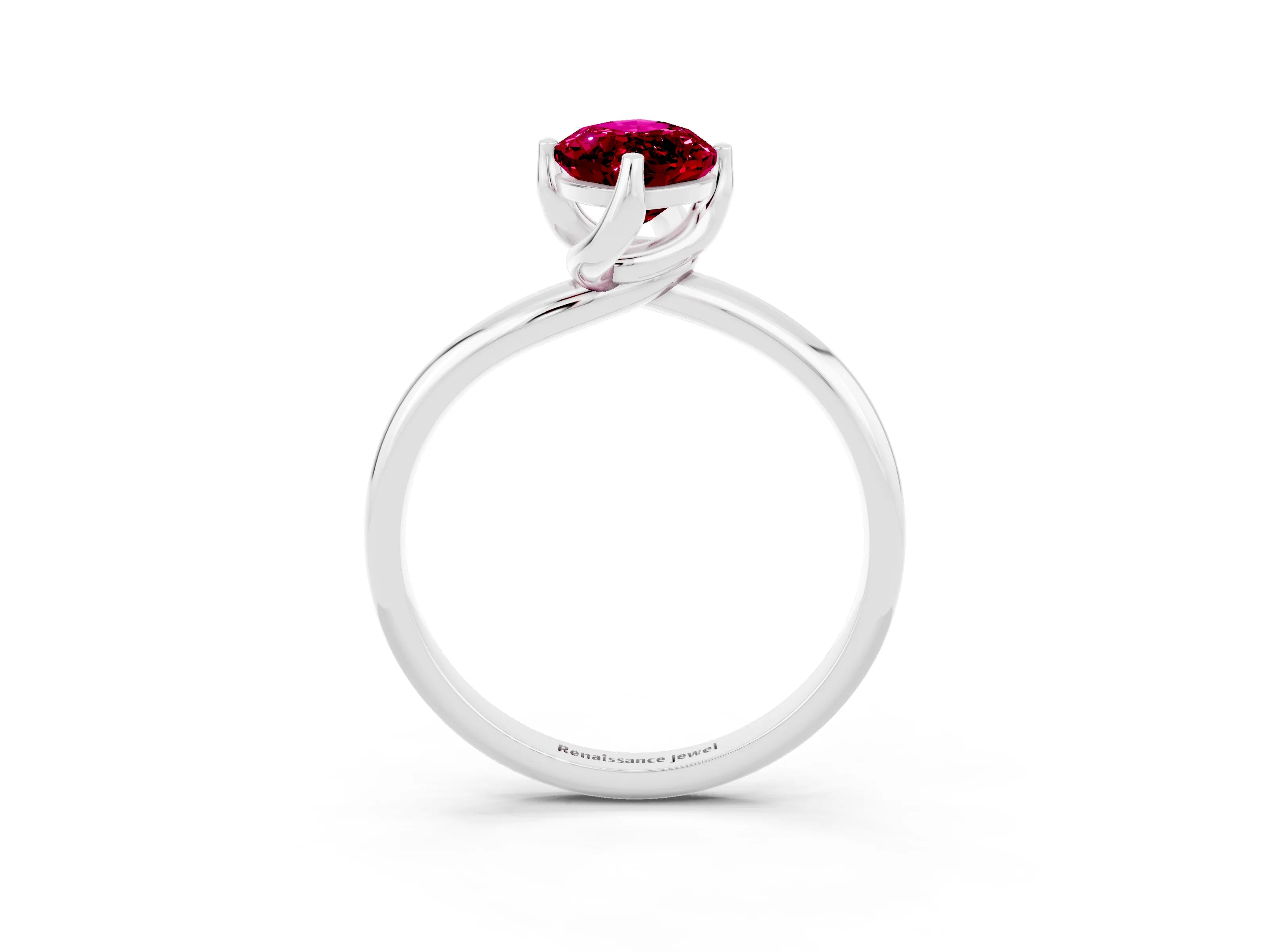 White gold Marquise Cut Garnet Solitaire Engagement Ring with Four-Prong Setting and Classic Band_15