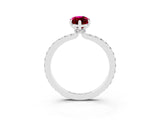 White gold Marquise Cut Garnet Solitaire Engagement Ring with Pavé Band and Four-Prong Setting_3