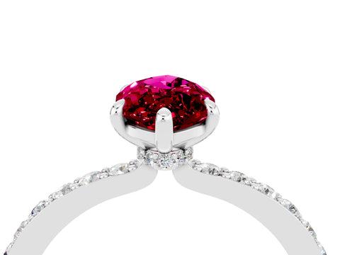 White gold Marquise Cut Garnet Solitaire Engagement Ring with Pavé Band and Four-Prong Setting_4