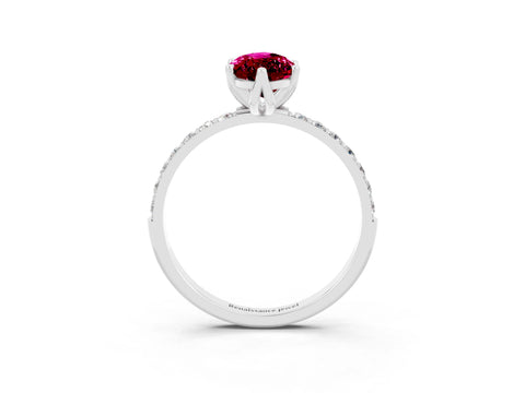 White gold Marquise Cut Garnet Solitaire Engagement Ring with Pavé Band and Prong Setting_3