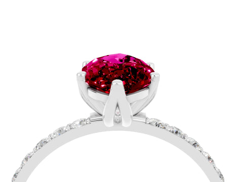 White gold Marquise Cut Garnet Solitaire Engagement Ring with Pavé Band and Prong Setting_4