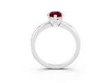White gold Marquise Cut Garnet Solitaire Engagement Ring with Round Band and Four-Prong Setting_3