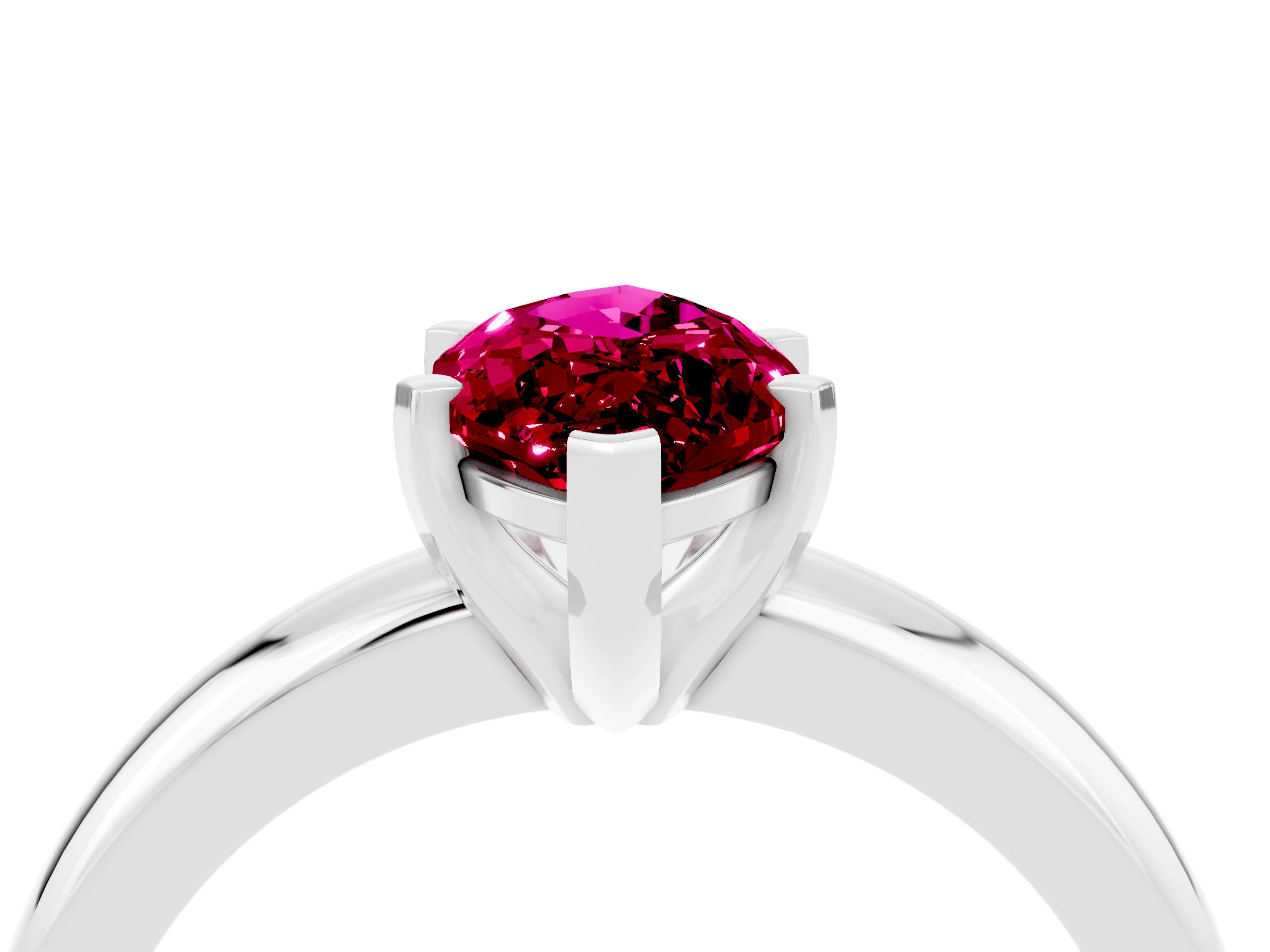 White gold Marquise Cut Garnet Solitaire Engagement Ring with Round Band and Four-Prong Setting_4