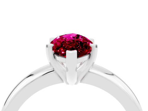 White gold Marquise Cut Garnet Solitaire Engagement Ring with Round Band and Four-Prong Setting_4