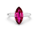 White gold Marquise Cut Garnet Solitaire Engagement Ring with Round Band and Four-Prong Setting