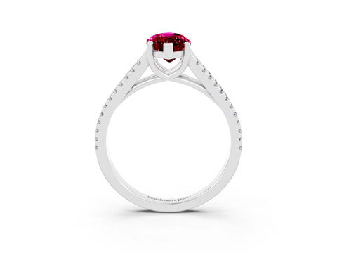 White gold Marquise Cut Garnet Solitaire Engagement Ring with Split Shank Pavé Band_3
