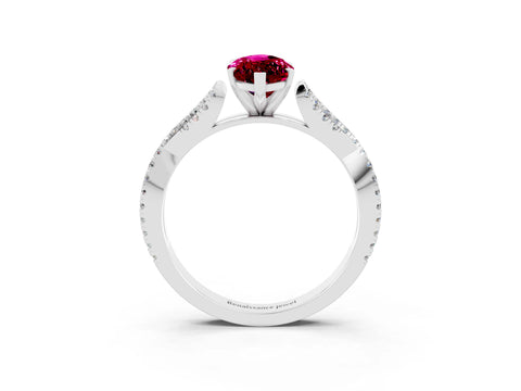 White gold Marquise Cut Garnet Solitaire Engagement Ring with Twisted Pavé Band and Four-Prong Setting_3