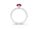 White gold Marquise Cut Garnet Solitaire Pavé Band with Four-Prong Setting_3
